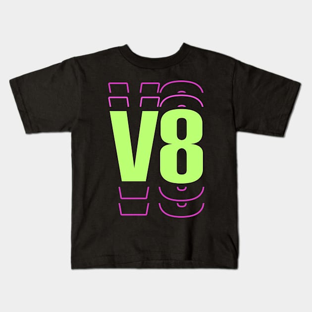 V8 Engine Design for Eight Cylinder Car Fans Kids T-Shirt by c1337s